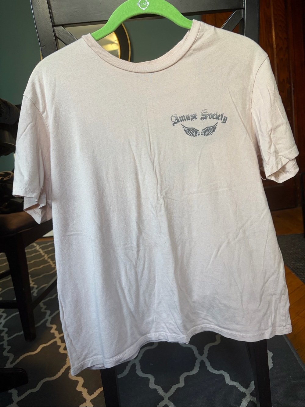 Amuse Society Pale Pink Graphic Tee with Wing Logo